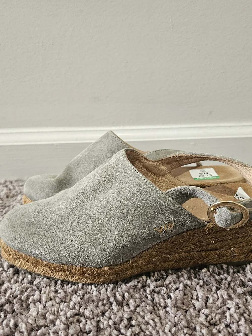 Gray Suede Espadrille Wedge Slingback - Women's Suede Comfort